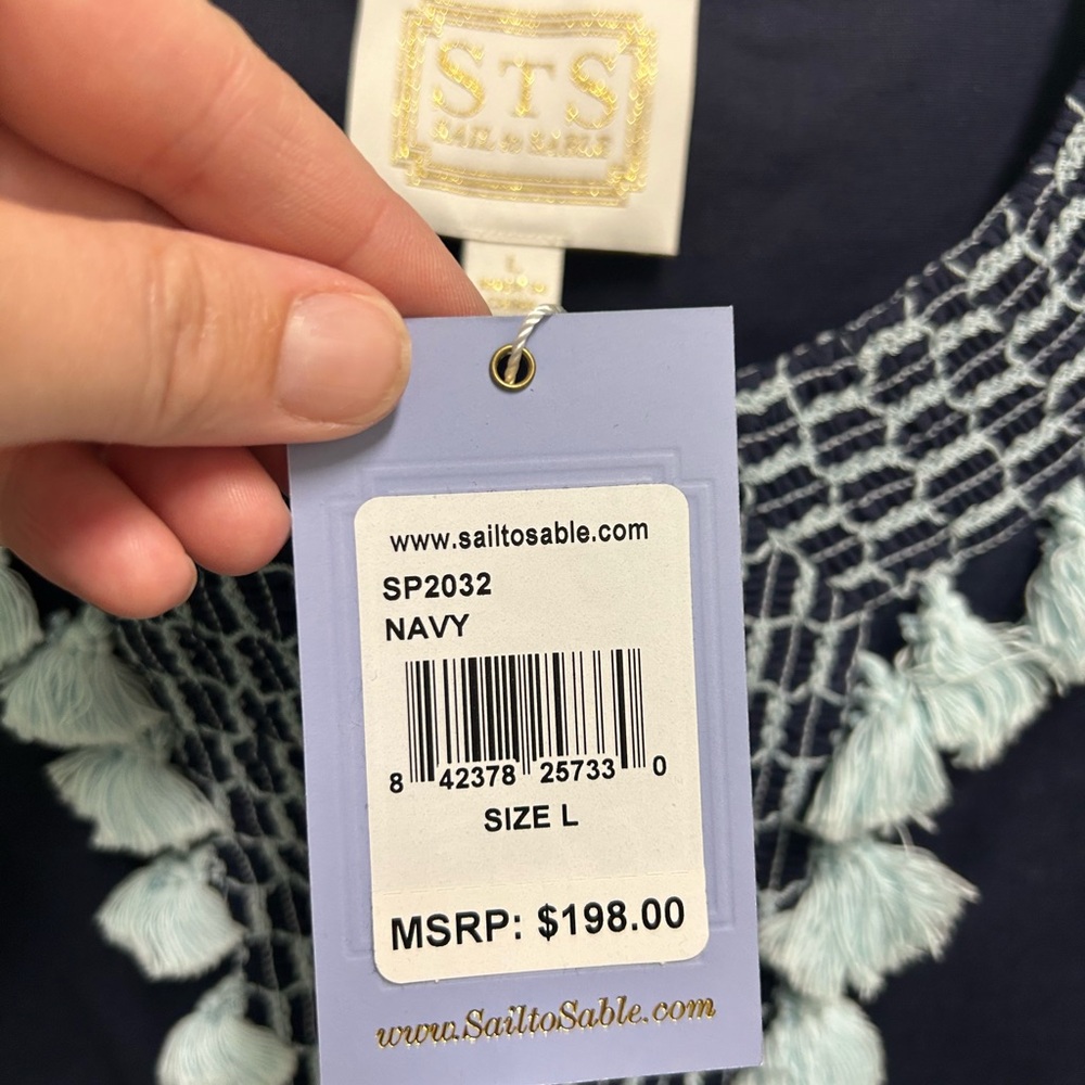 Sail to Sable Navy Tunic with Light Blue Tassel Trim - Picture 4 of 4